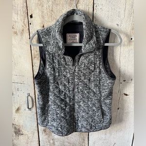 Abercrombie Grey and Charcoal Fuzzy Vest
